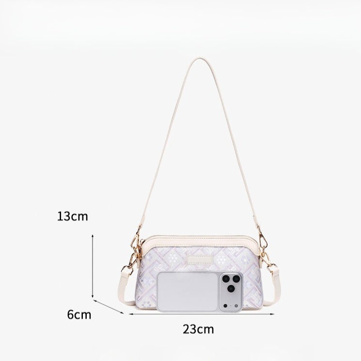 Pastel Oriental Jacquard Vegan Eco-Leather Mini Clutch Bag