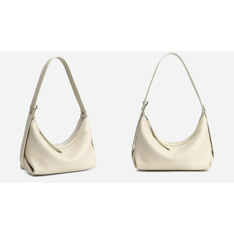 Casual Slouchy Pebbled Genuine Leather Hobo Clutch Bag