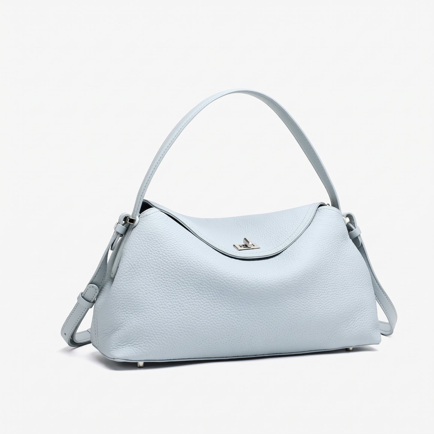 Slouchy Pebbled Genuine Leather Pillow Flip Clutch Bag