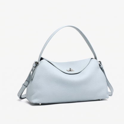Slouchy Pebbled Genuine Leather Pillow Flip Clutch Bag
