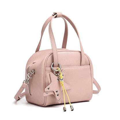 Geantă clutch Boston mini, mică și șic, din piele naturală, cu accesoriu jucăuș în formă de stea