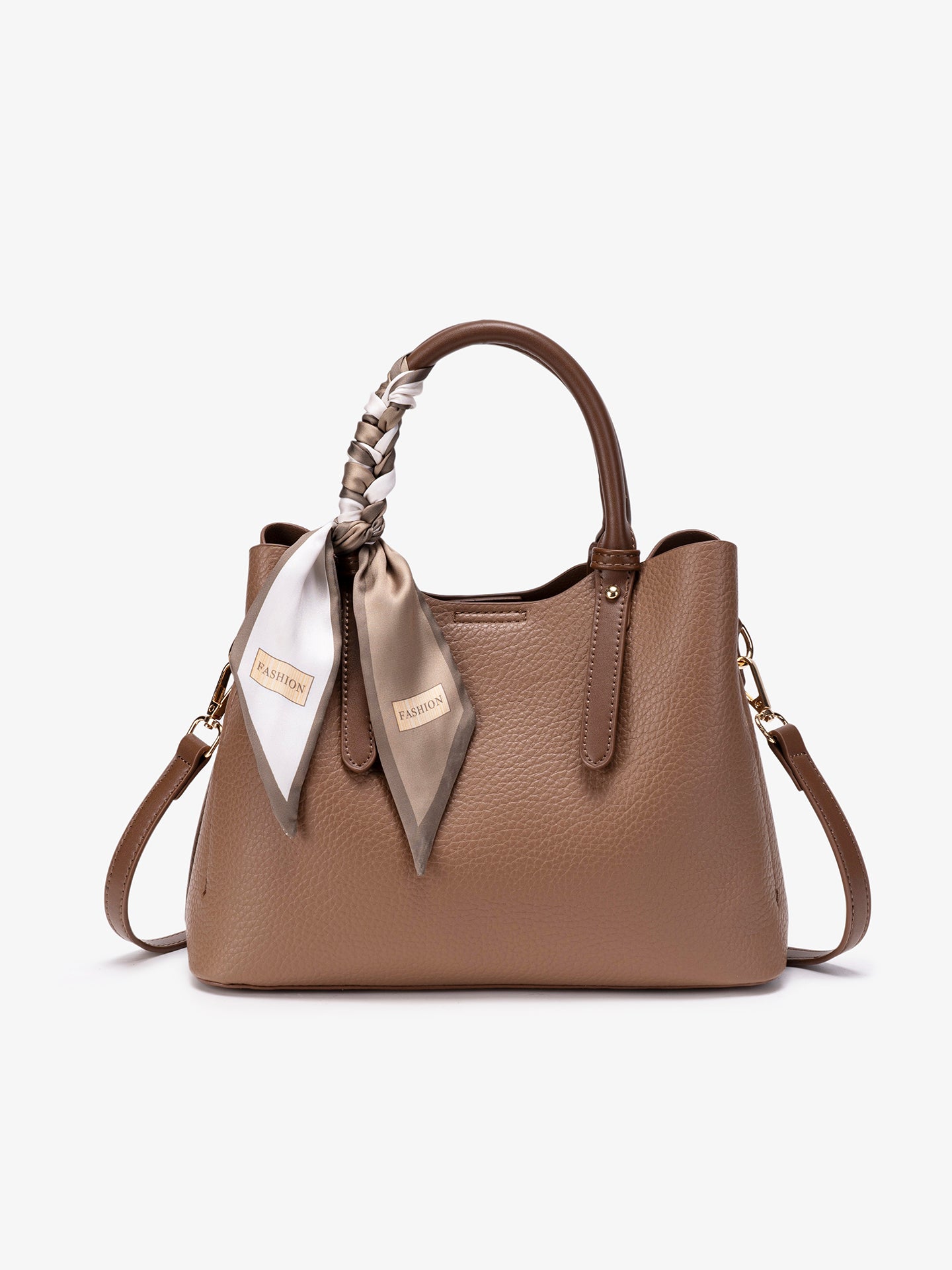 Elegant Brown Pebbled Vegan Eco-Leather Crossbody Clutch Bag