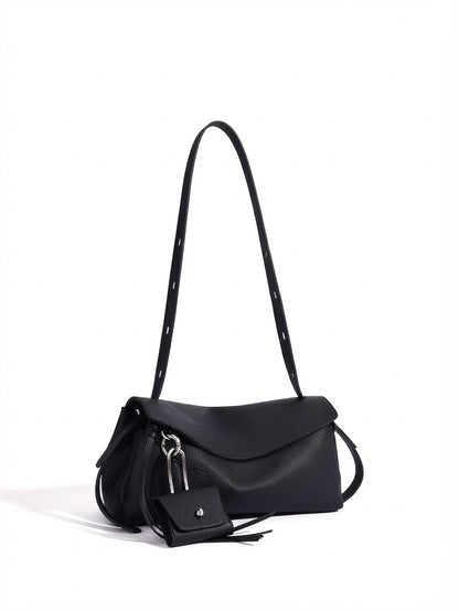 Mellow Pebbled Genuine Leather Flap Clutch Bag with Coin Pouch