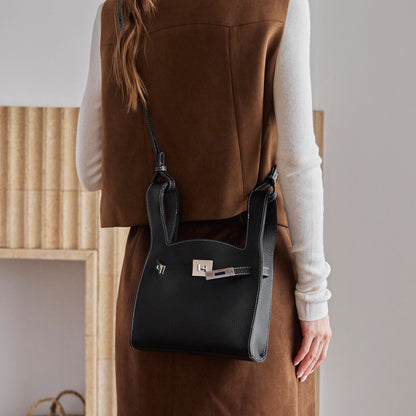 Borsa classica a secchiello chic in vera pelle per tutti i giorni, a tracolla