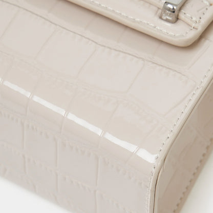 Borsa a tracolla minimalista in vera pelle effetto coccodrillo con manico