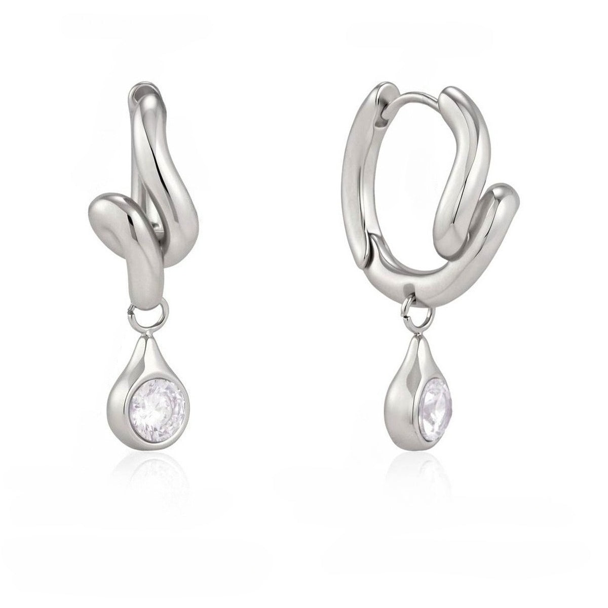 Modern Luxury Fluid Swirl Teardrop Drop Earrings