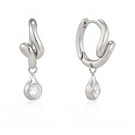 Modern Luxury Fluid Swirl Teardrop Drop Earrings