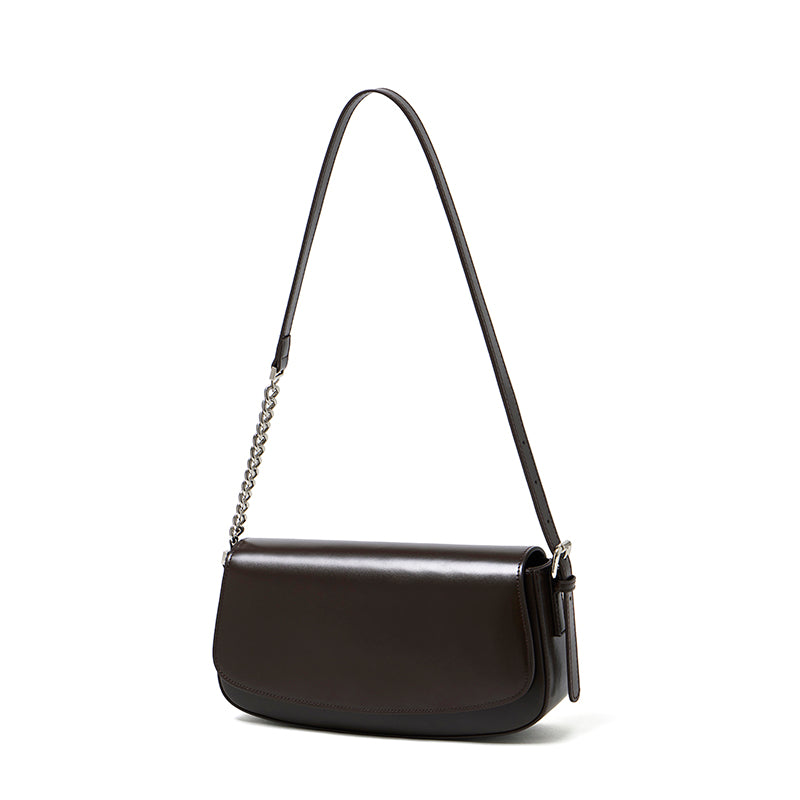 Minimalist Vintage Genuine Leather Baguette Saddle Bag