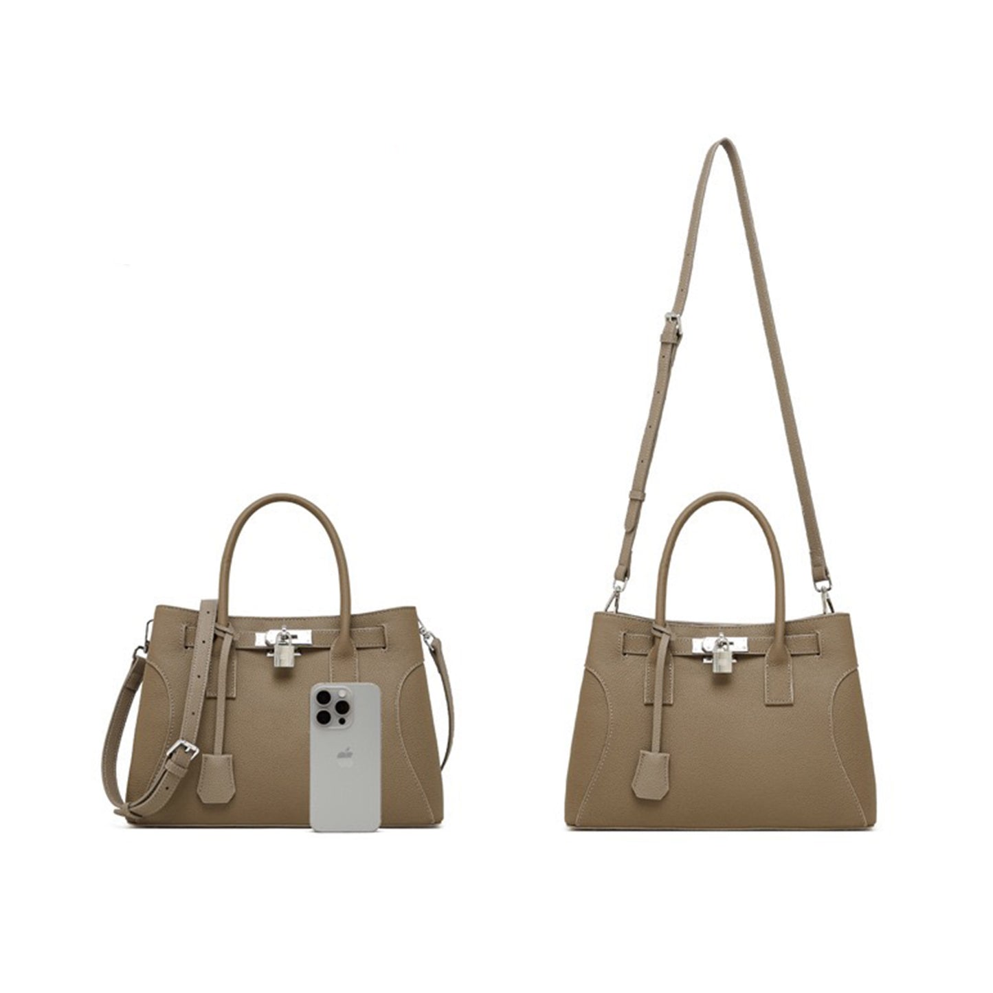 Women’s Genuine Leather Platinum-Style Structured Shoulder Tote