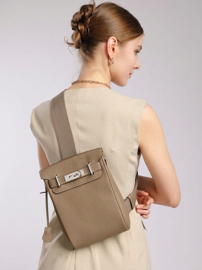 Minimalist Genuine Leather Sling Chest Bag
