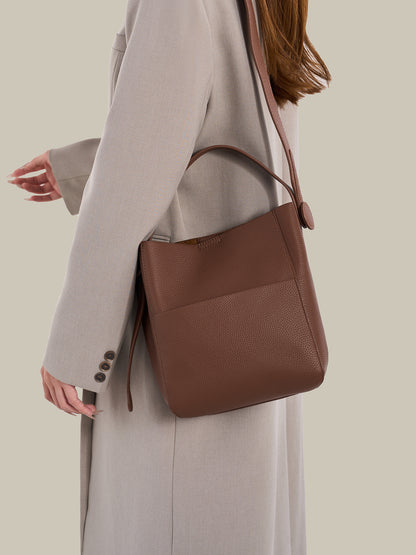 Supple Pebbled Vegan Eco-Leather Bucket Clutch Bag
