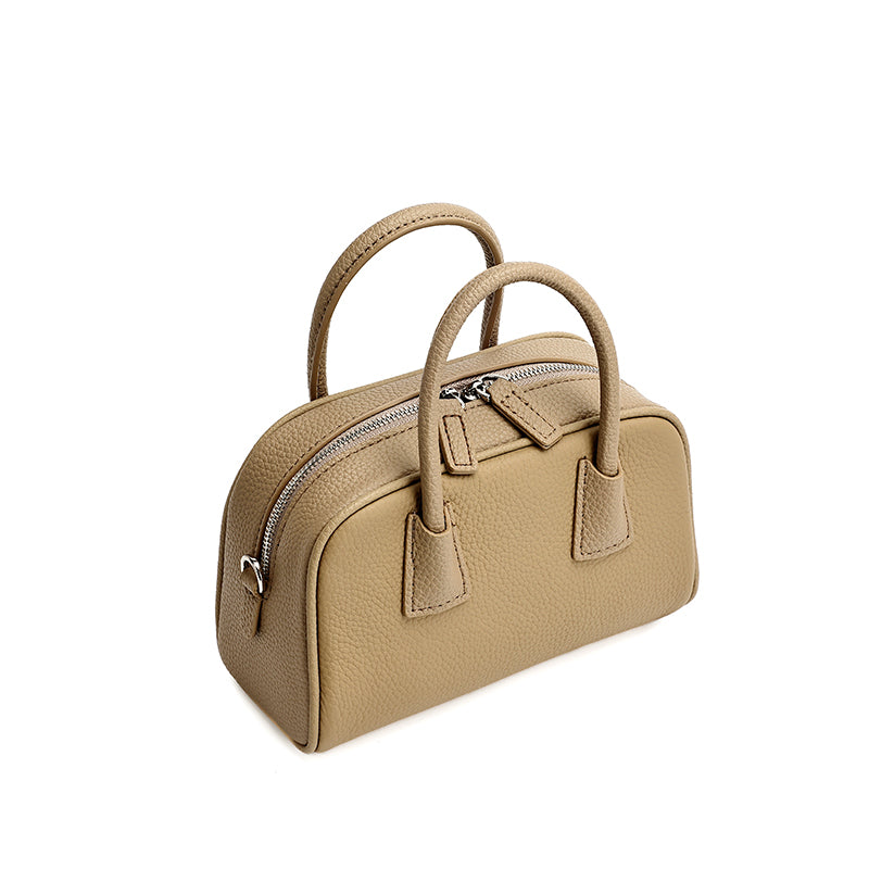 Mini borsa Boston pochette imbottita in vera pelle martellata