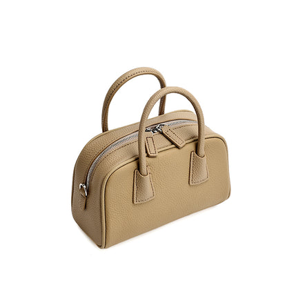 Mini borsa Boston pochette imbottita in vera pelle martellata