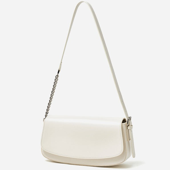 Minimalist Vintage Genuine Leather Baguette Saddle Bag