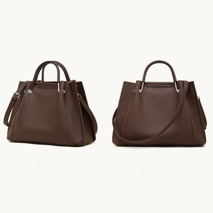 Women's Executive Trapezoid Genuine Leather Tote Bag