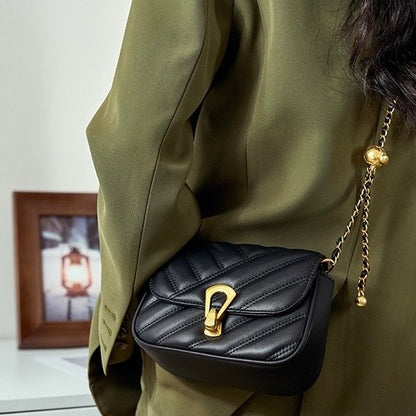 Damen-Umhängetasche aus echtem Leder mit Kette – 2025 Summer Luxe Edition 