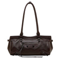 Bolso de hombro de cuero granuloso para mujer con silueta holgada