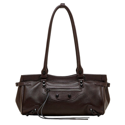 Schultertasche aus genarbtem Leder für Damen mit lässiger Silhouette