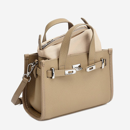 Minimalist Pebbled Genuine Leather Kelly Clutch Bag with Metal Turn Lock