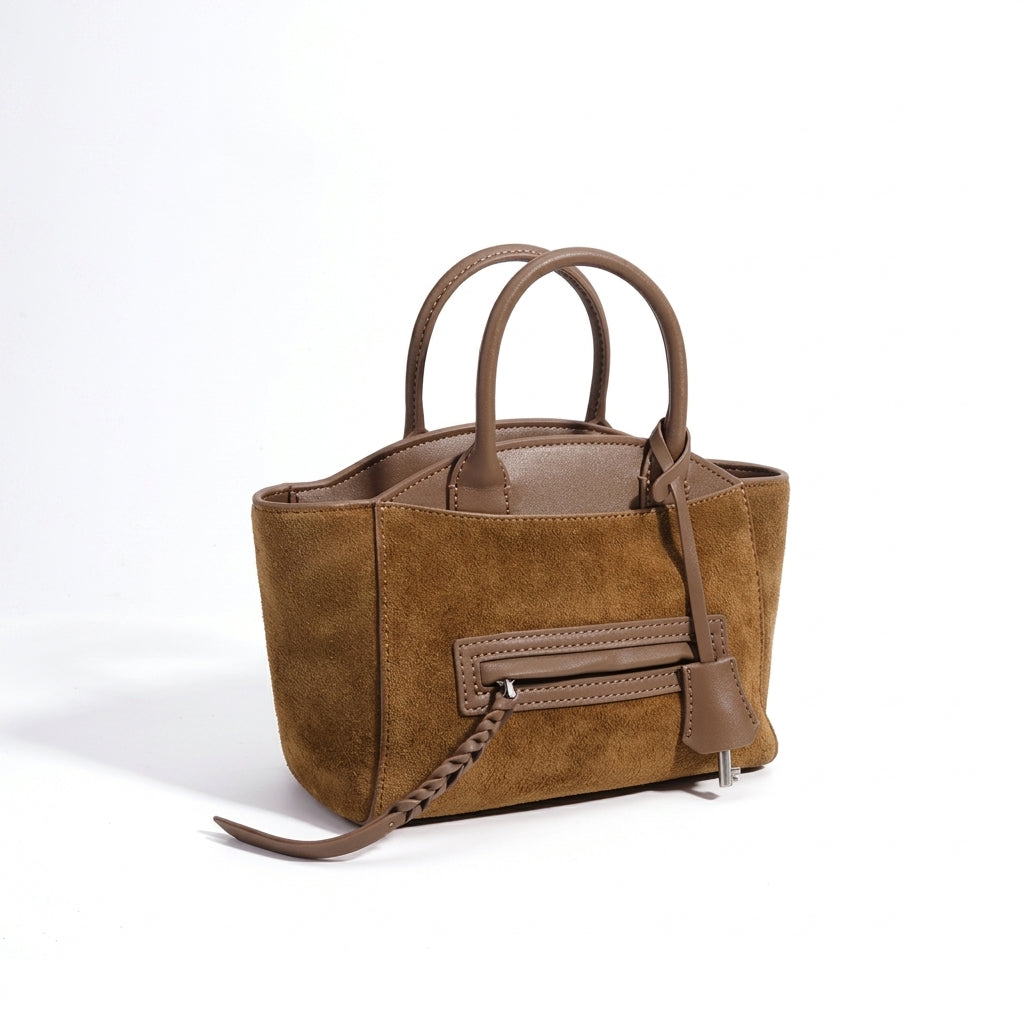 Muted Suede Genuine Leather Clutch Bag
