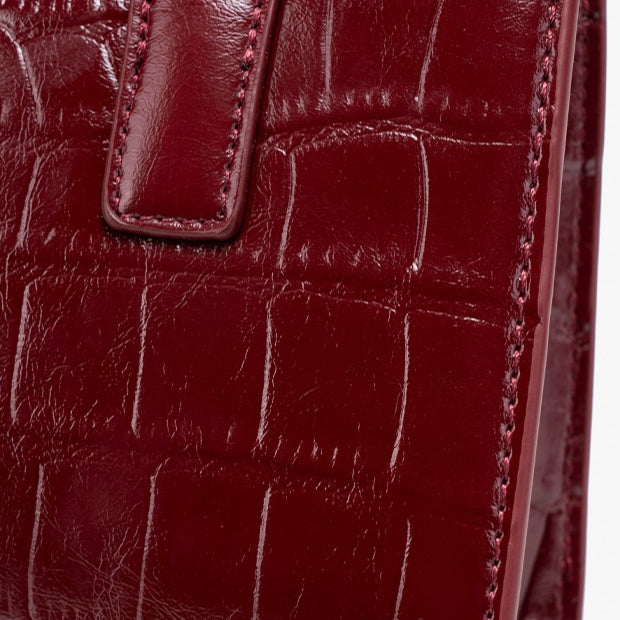 Exquisite Glossy Croc Embossed Vegan Eco-Leather Clutch Bag with Chic Charm