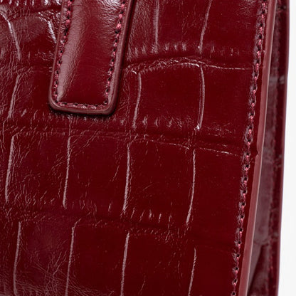 Exquisite Glossy Croc Embossed Vegan Eco-Leather Clutch Bag with Chic Charm
