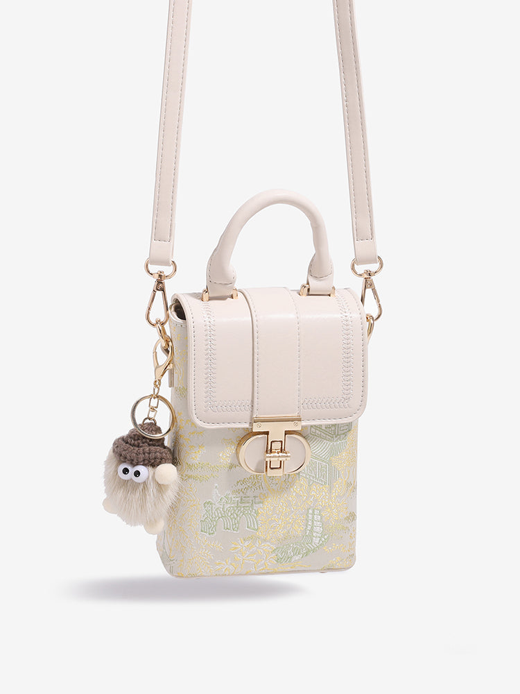 Elegant Oriental Garden Vegan Eco-Leather Mini Clutch Phone Bag