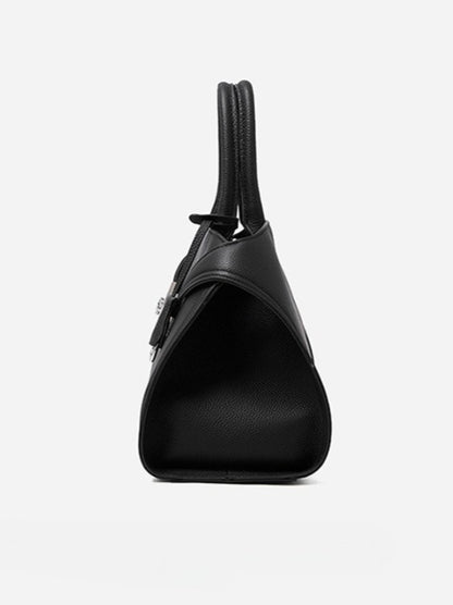 Luxury Retro Genuine Leather Lychee Pattern Double Buckle Tote Crossbody Bag