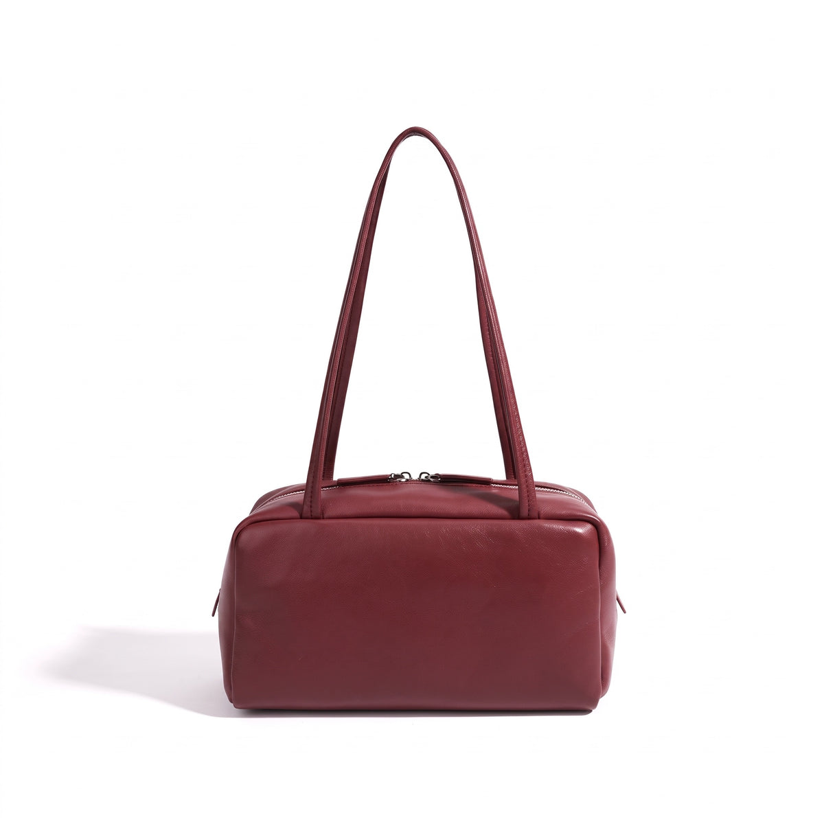 Bolso de mano tipo clutch minimalista de piel de oveja genuina con forma de bolera