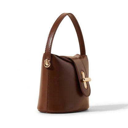 Borsa da donna in pelle genuina vintage con manico superiore e chiusura a lucchetto