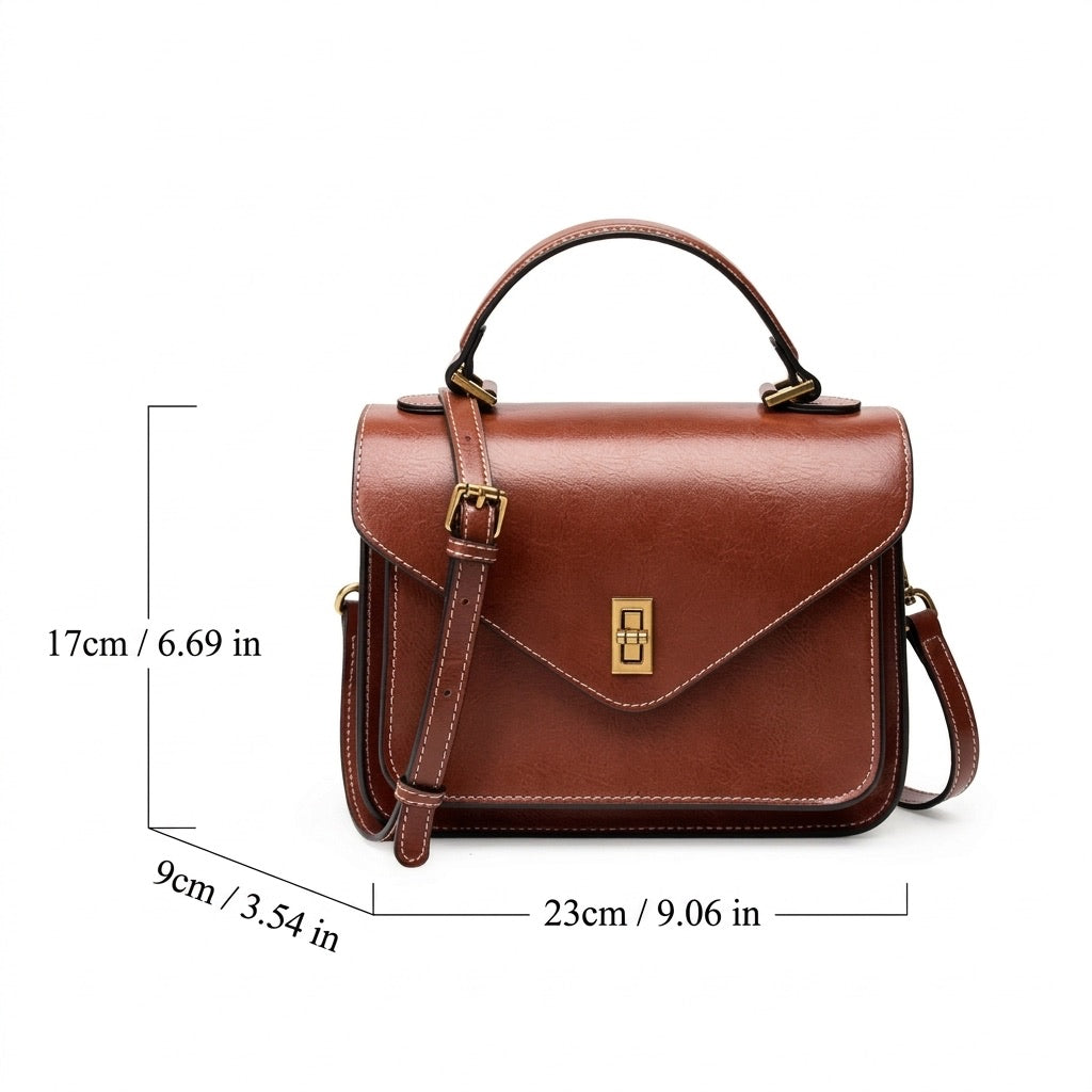 Borsa a tracolla postina da donna in vera pelle, elegante