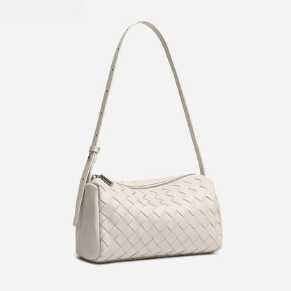 Minimalist Woven Genuine Sheepskin Baguette Clutch Bag