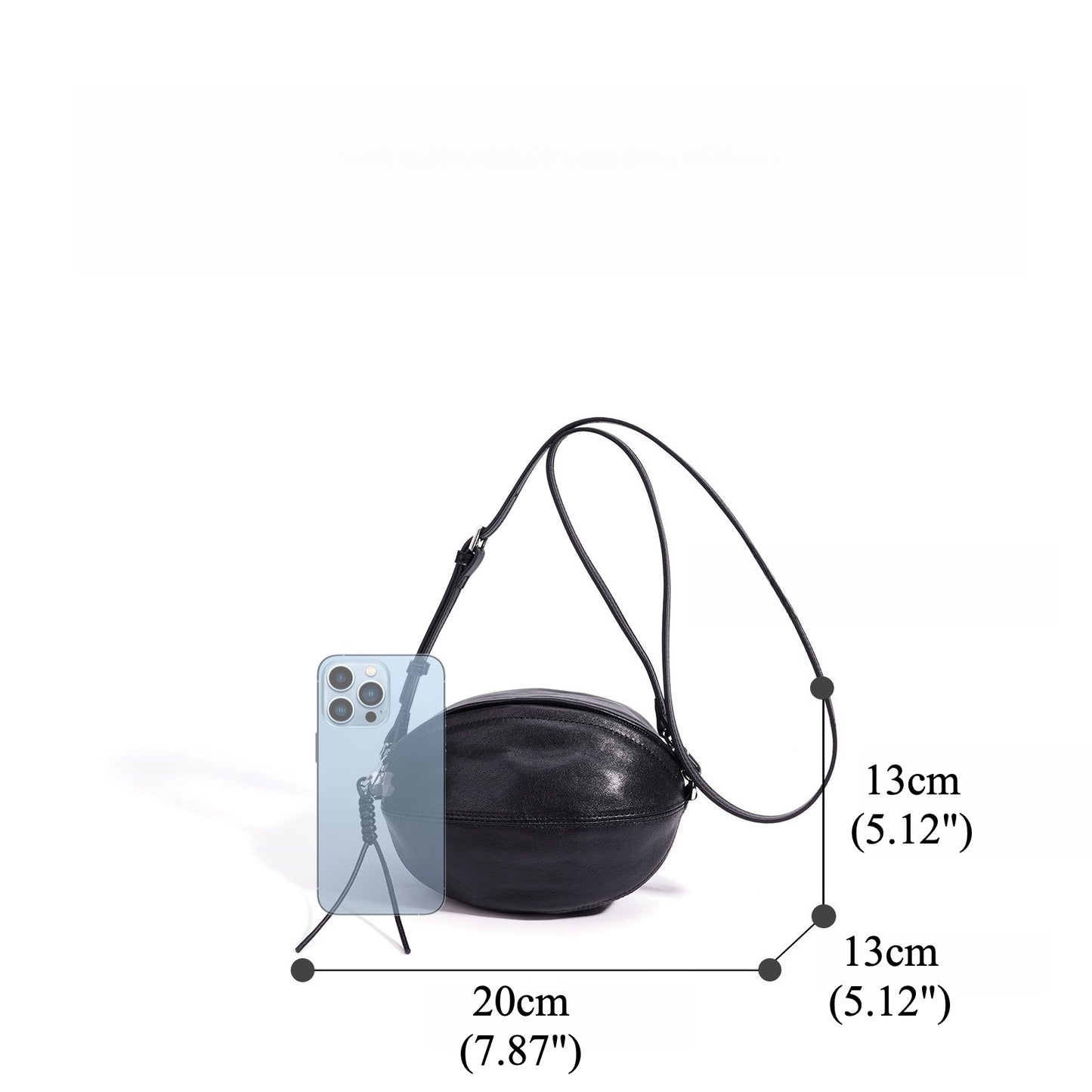 Modern Supple Genuine Sheepskin Leather Oval Rugby Clutch Bag