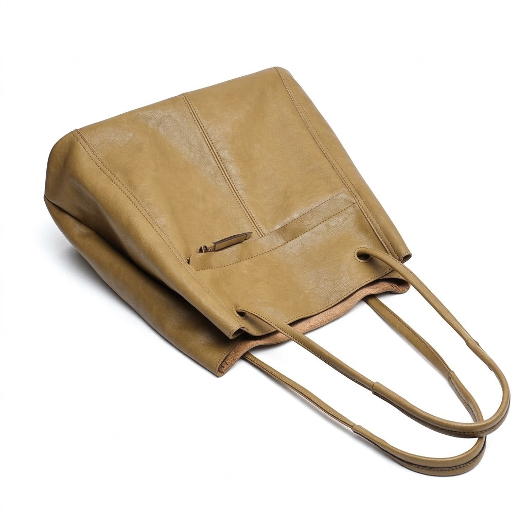 Artisanal Soft Genuine Leather Tote Clutch Bag