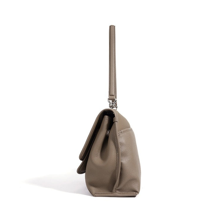 Slouchy Supple Genuine Leather Flap Messenger Clutch Bag