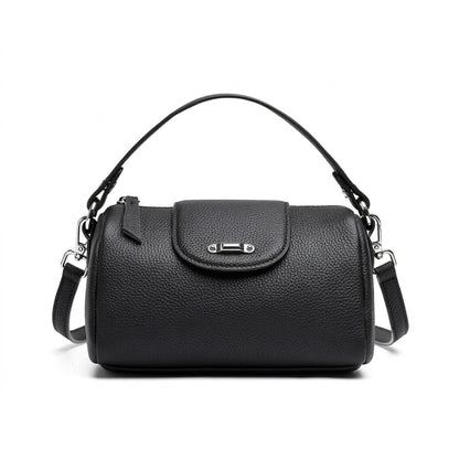 Modern Genuine Leather Cylindrical Barrel Clutch Bag