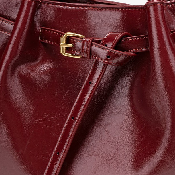 Minimalist Glossy Vegan Eco-Leather Tote Clutch Bag