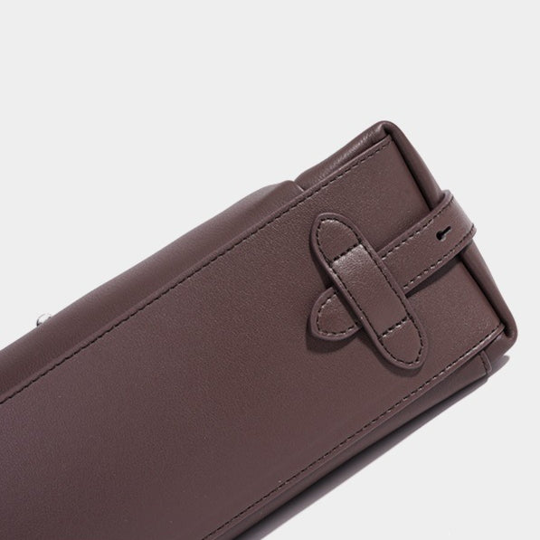 Muted Pebbled Genuine Leather Flap Clutch Bag