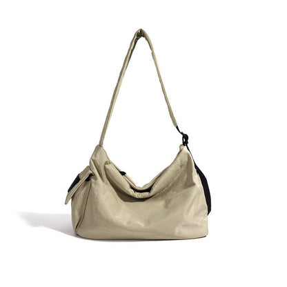 Minimalist Slouchy Nylon Shoulder Clutch Bag