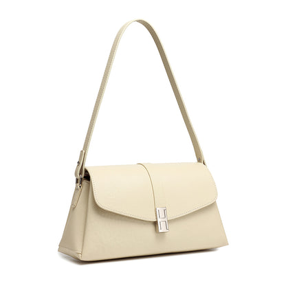 Borsa minimalista a spalla in vera pelle con fibbia H distintiva