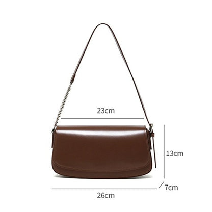 Minimalist Vintage Genuine Leather Baguette Saddle Bag