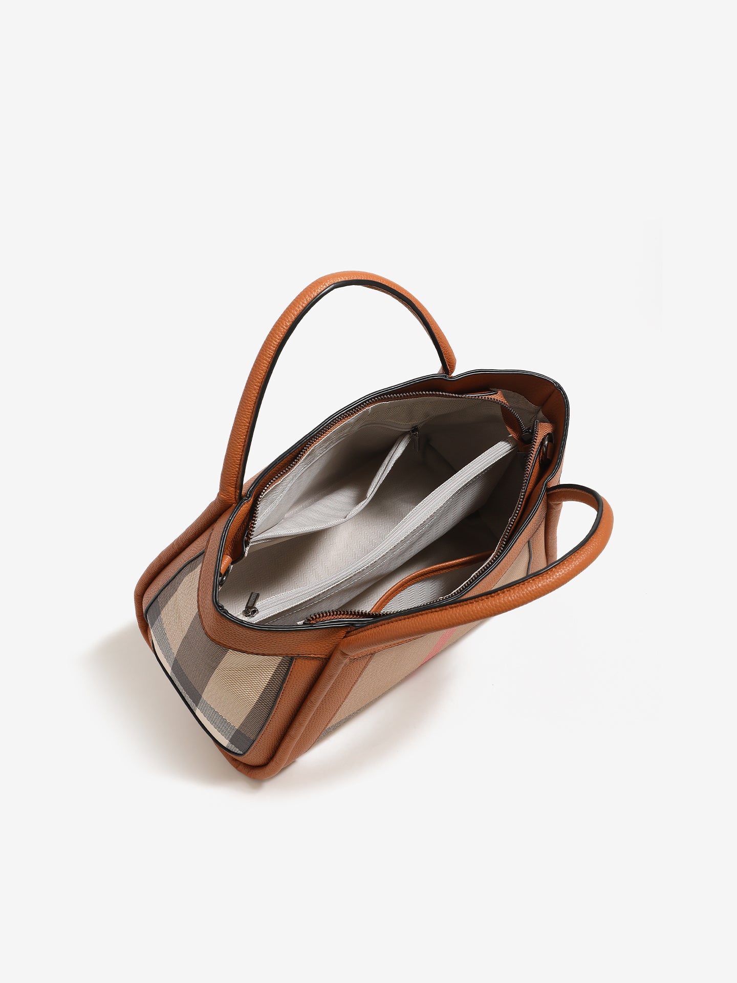 Sophisticated British Plaid Vegan Eco-Leather Tote Clutch Bag