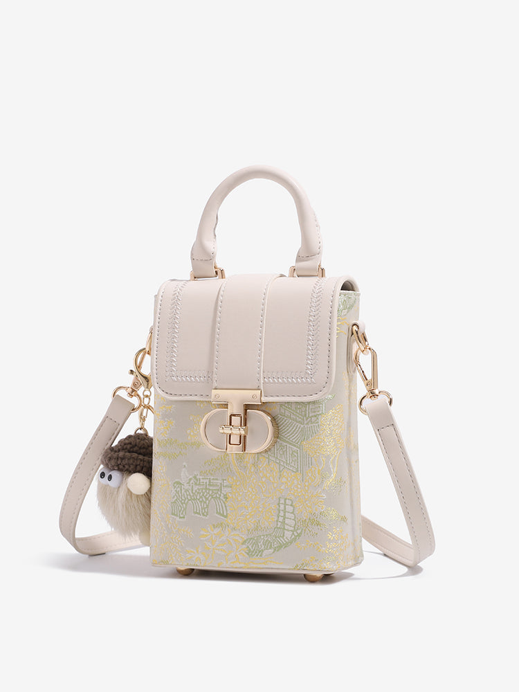Elegant Oriental Garden Vegan Eco-Leather Mini Clutch Phone Bag