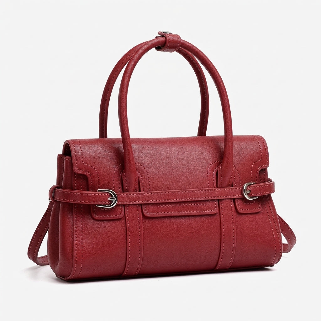 Sleek Genuine Leather Flap Satchel Clutch Bag
