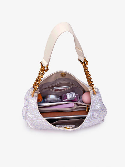 Artisanal Geometric Vegan Eco-Leather Hobo Chain Bag