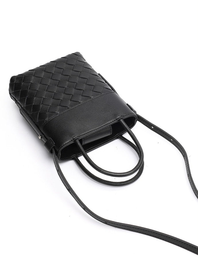 Artisan Woven Genuine Lambskin Leather Mini Clutch Bag