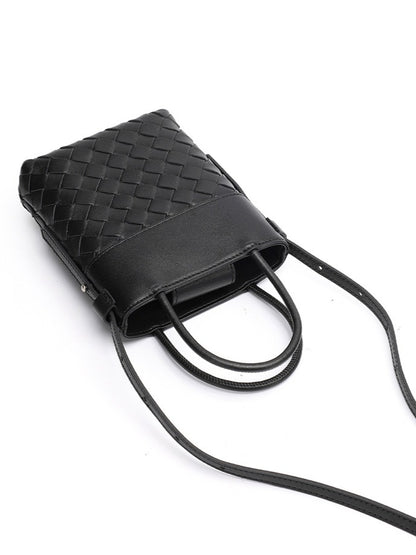Artisan Woven Genuine Lambskin Leather Mini Clutch Bag