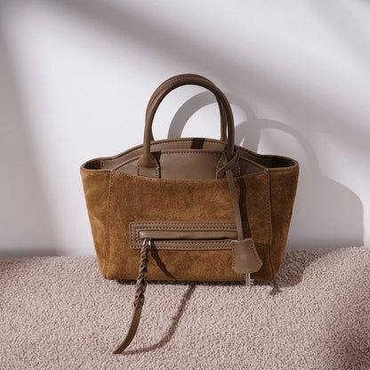 Muted Suede Genuine Leather Clutch Bag