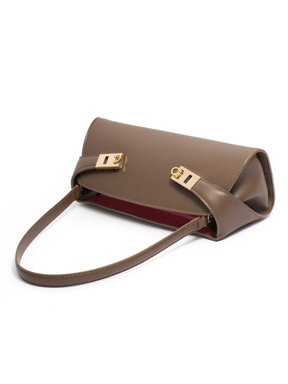 Graceful Genuine Leather Baguette Clutch Bag
