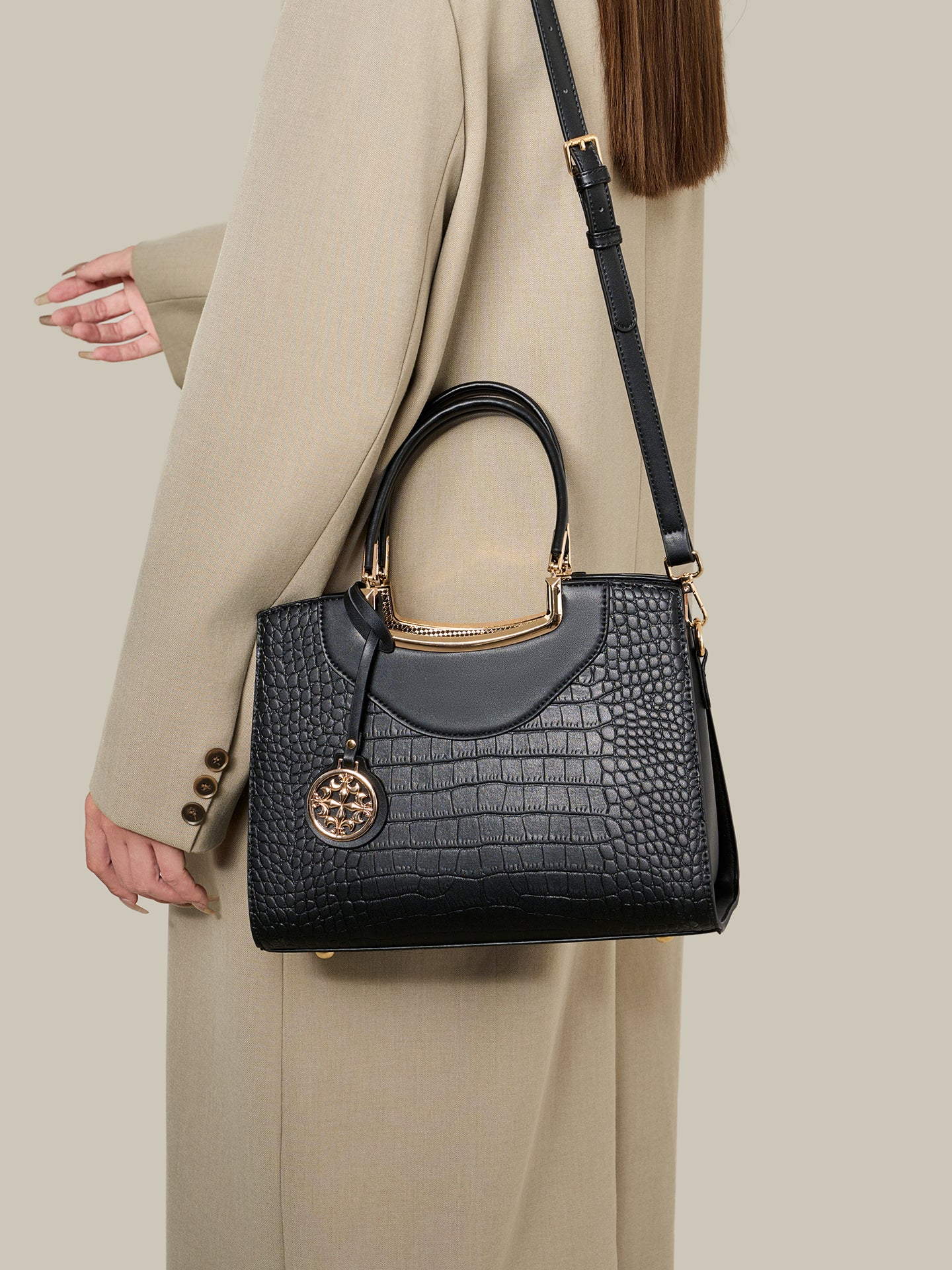 Classic Crocodile Pattern Vegan Eco-Leather Clutch Bag